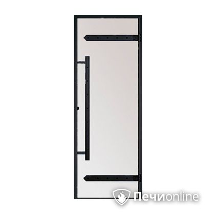 Дверь для бани Harvia Стеклянная дверь для сауны LEGEND 7/19 черная коробка сосна сатин D71905МL в Москве