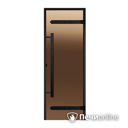 Дверь для бани Harvia Стеклянная дверь для сауны LEGEND 8/19 черная коробка сосна бронза  D81901МL в Москве